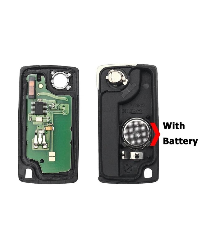 XEOD 2 knops klapsleutel geschikt voor Citroen & Peugeot  - ID46 - 433MHZ - FSK - VA2 - Complete sleutel - Verlichting - Met electronica - 1 stuks
