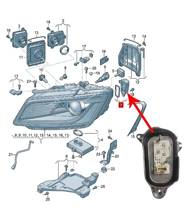 XEOD LED Dagrij Module 8R0941476B geschikt voor Audi Q5 8R - 2008 T/M 2012 - Met Xenon koplampen - Rechts - 1 stuks