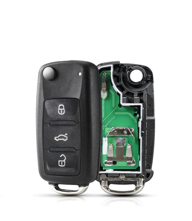 XEOD 3 knops klapsleutel - ID48 - 433MHZ - HU66 - Complete sleutel - Met electronica - 3 knops klapsleutel geschikt voor Volkswagen - Seat - Skoda ID48 433MHZ - 5K0837202AD - 1 stuks