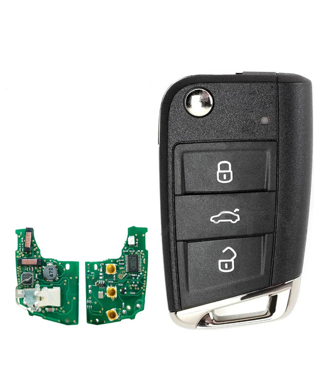 XEOD 3 knops klapsleutel - MQB48 - 433MHZ - HU66 - Complete sleutel - Met electronica - 3 knops klapsleutel geschikt voor Volkswagen - Seat - Skoda - 1 stuks