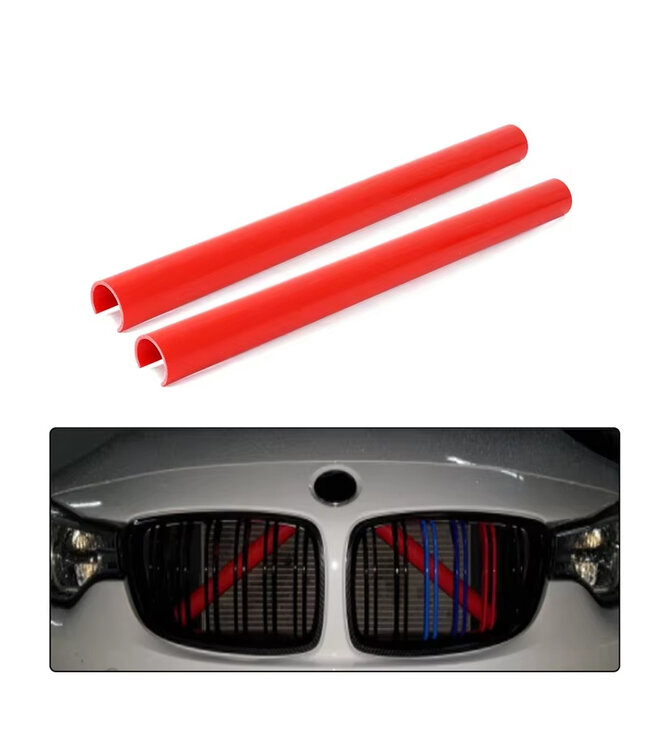 XEOD Nieren cover - Trim Strips - Frame grille -  Geschikt Voor Bmw F20 - F21 - F22 - F23 - F30 - F31 - F32 - F33 - F44 - F45 - 1, 2, 3 & 4 Serie - Rood 2 stuks