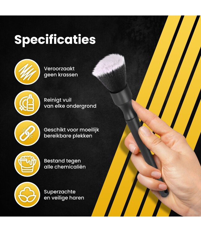 Detailing kwasten set van 2 - Auto Wassen - Interieur reinigen - Velgen borstel - Duurzaam - 100% efficient - Krasvrij - Carclean - Detail brush - Multifunctionele borstel