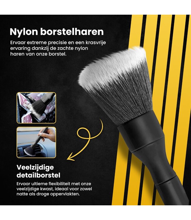 Detailing kwasten set van 2 - Auto Wassen - Interieur reinigen - Velgen borstel - Duurzaam - 100% efficient - Krasvrij - Carclean - Detail brush - Multifunctionele borstel
