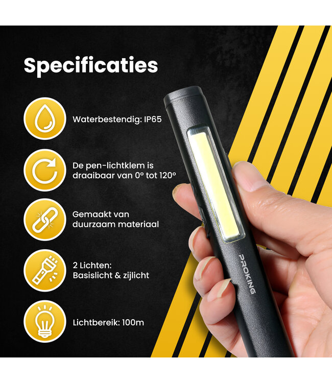 Oplaadbare LED Werklamp – Oplaadbaar – Militaire Zaklamp – Magnetisch - Accu - 2 Ledjes