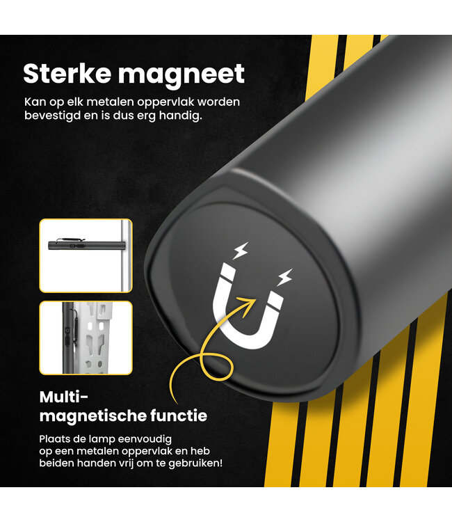 Oplaadbare LED Werklamp – Oplaadbaar – Militaire Zaklamp – Magnetisch - Accu - 2 Ledjes