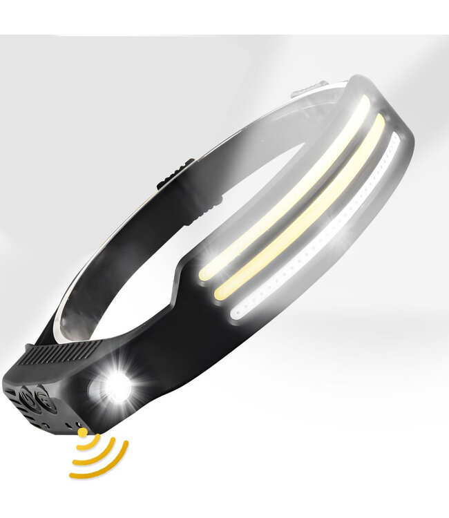 PROKING COB LED Hoofdlamp – Hoofdlamp LED Oplaadbaar – Hoofdlampje – IP44 Waterdicht – Zwart - 1000 Lumen