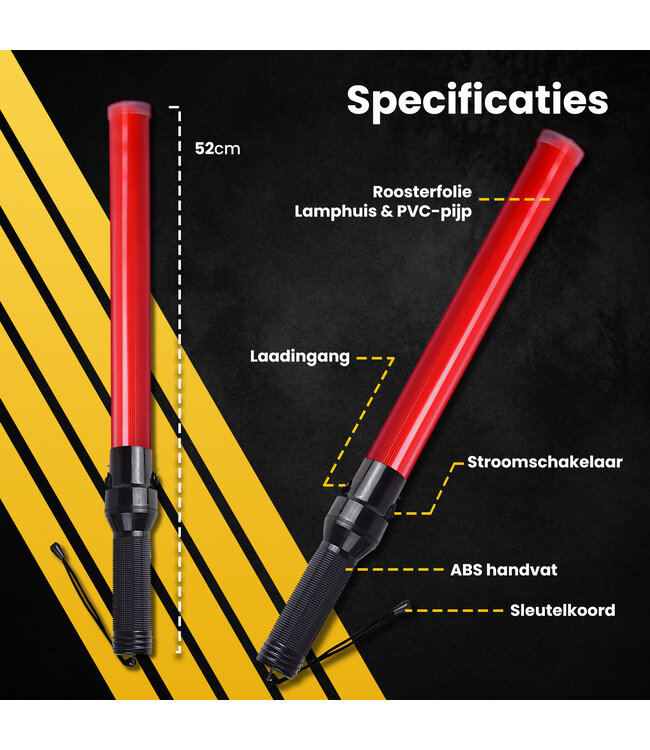 PROKING Toortslamp - LED oplaadbaar - Waarschuwingslicht - Waarschuwingslamp - Verkeerskegel - Rood