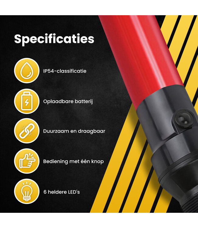 PROKING Toortslamp - LED oplaadbaar - Waarschuwingslicht - Waarschuwingslamp - Verkeerskegel - Rood