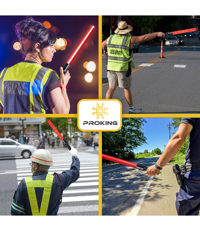 PROKING Toortslamp - LED oplaadbaar - Waarschuwingslicht - Waarschuwingslamp - Verkeerskegel - Rood