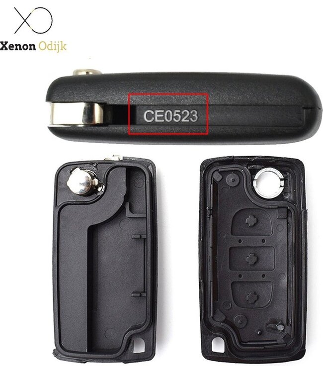 XEOD Autosleutelbehuizing - sleutelbehuizing auto - sleutel - Autosleutel / Geschikt voor: Peugeot / Citroen / Fiat 3 knops VA2 CE0523 Bus