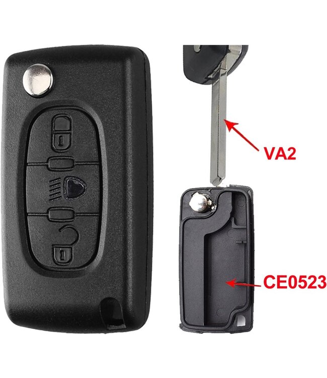 XEOD Autosleutelbehuizing - sleutelbehuizing auto - sleutel - Autosleutel / Geschikt voor: Peugeot / Citroen / Fiat 3 knops VA2 CE0523 Bus