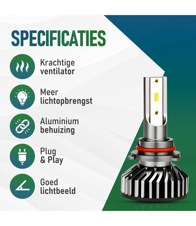 XEOD HB3 / 9005 F2 LED lampen – Auto Verlichting Lamp – Meer lichtopbrengst – Dimlicht, Grootlicht of Mistlicht - 2 stuks – 12V