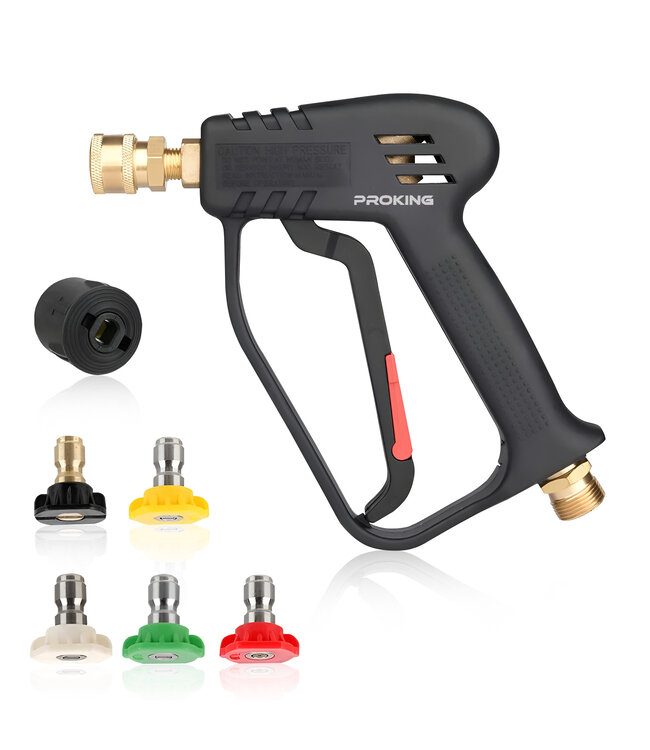 PROKING Short Trigger Gun - Hogedruk accessoires - Quick release voor Karcher - Auto wassen - Foam Gun - Incl 5 opzetstukken