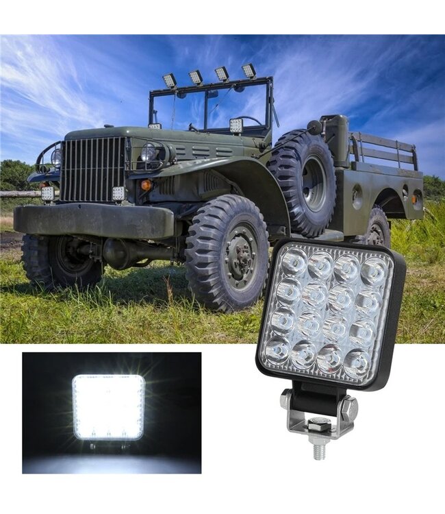 XEOD LED Werklamp vierkant - Geschikt voor auto & vrachtwagen - 16SMD - 85 x 85 - 1 Stuks