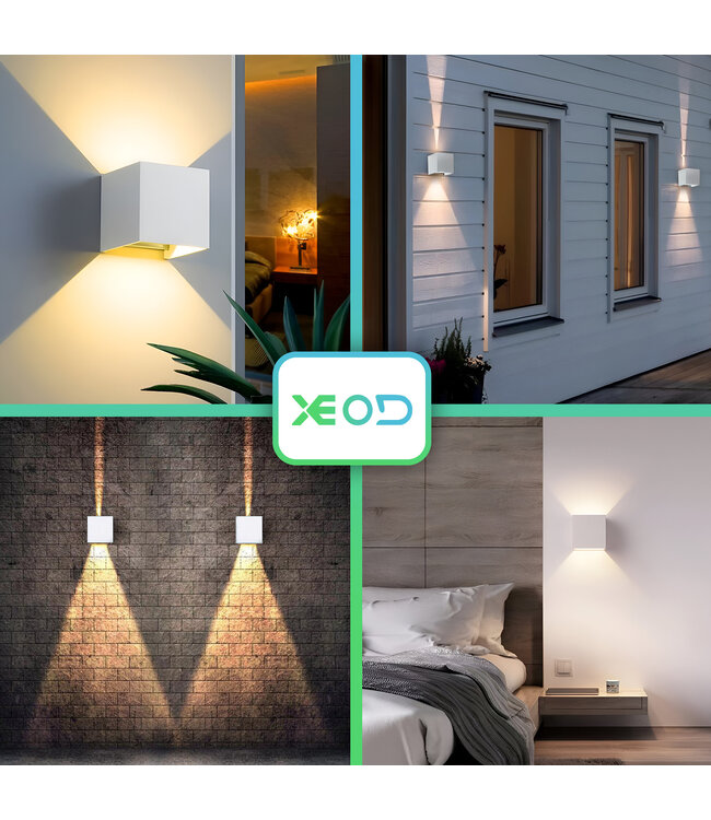 XEOD LED Wandlamp Binnen & Buiten Verlichting - Waterdicht - Met Bevestigingsmateriaal - 12W - Wit