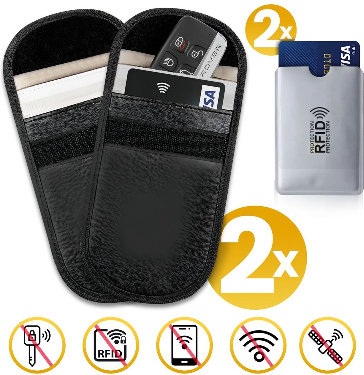 XEOD Sleutel beschermhoesje – Auto RFID – Anti diefstal – Beschermhoes – Autosleutel signaal blokkering - Blokkeren - Afsluiten - Afsluiting - Keyless - 4 stuks - Xenon Odijk
