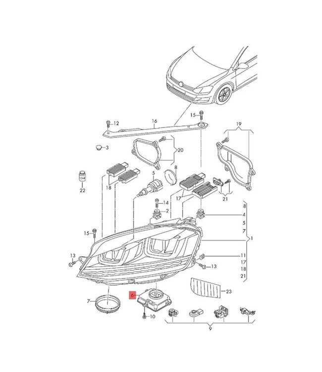 XEOD LED Module 5F0941472 geschikt voor Volkswagen Golf GTE - Seat Leon - Met LED  koplampen - 1 stuks