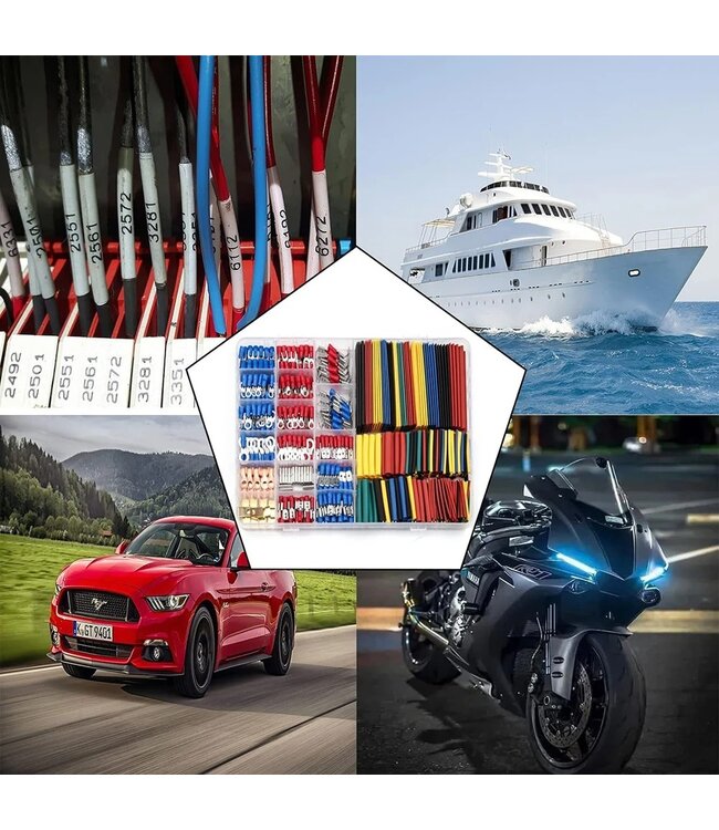 PROKING Kabelschoen en Krimpkous - Assortiment doos - 678 delig - Kabel schoen - Krimp kous - Auto - Motor - Caravan - Camper