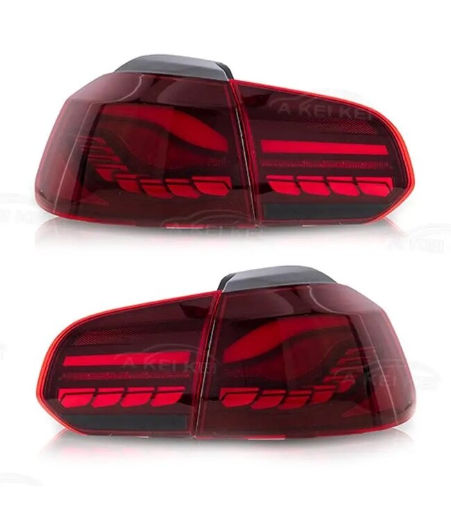 Passend voor Golf 6 OLED Achterlichten | Cherry Red | Opstart Animatie & Dynamische Richtingaanwijzers