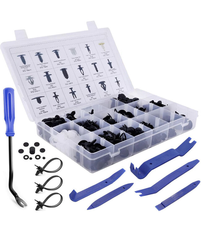 PROKING Deurpaneel klemmen set – Auto Reparatie Kit – 447 Delig – Carrosserie Clips – Deurbekleding Clips – Klinknagels – Demontage Gereedschap