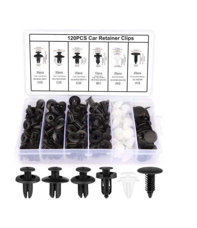 PROKING Deurpaneel klemmen set – Auto Reparatie Kit – 120 Delig – Carrosserie Clips – Deurbekleding Clips – Klinknagels