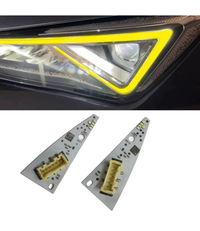 XEOD LED DRL Vervangingsmodule voor Seat Leon & Cupra Formentor - Dagrijverlichting - Complete set voor Links en Rechts - Geel - 2 stuks
