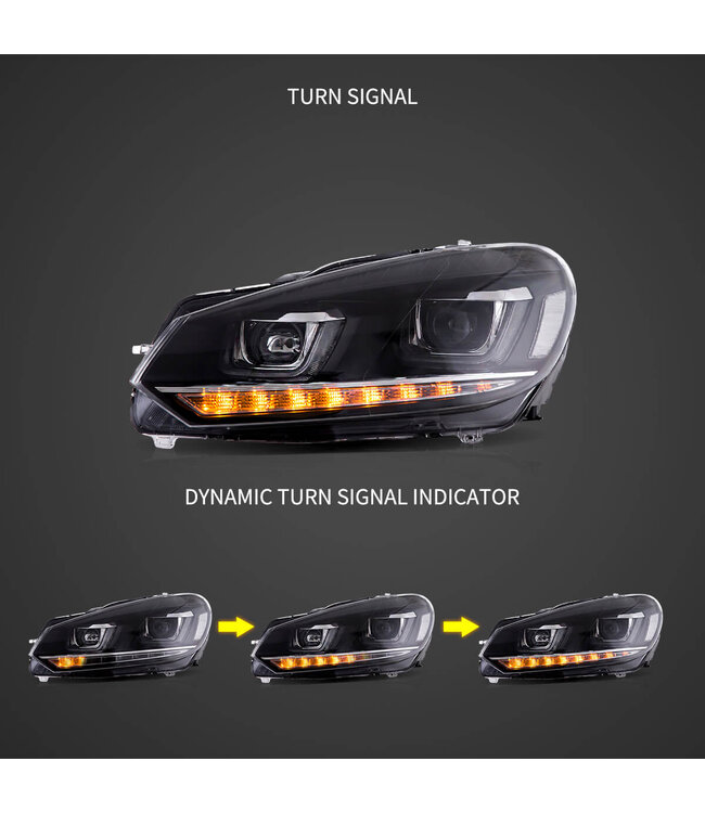 Golf 7 look koplampen geschikt voor Golf 6 - Dynamische knipperlichten - Plug & Play