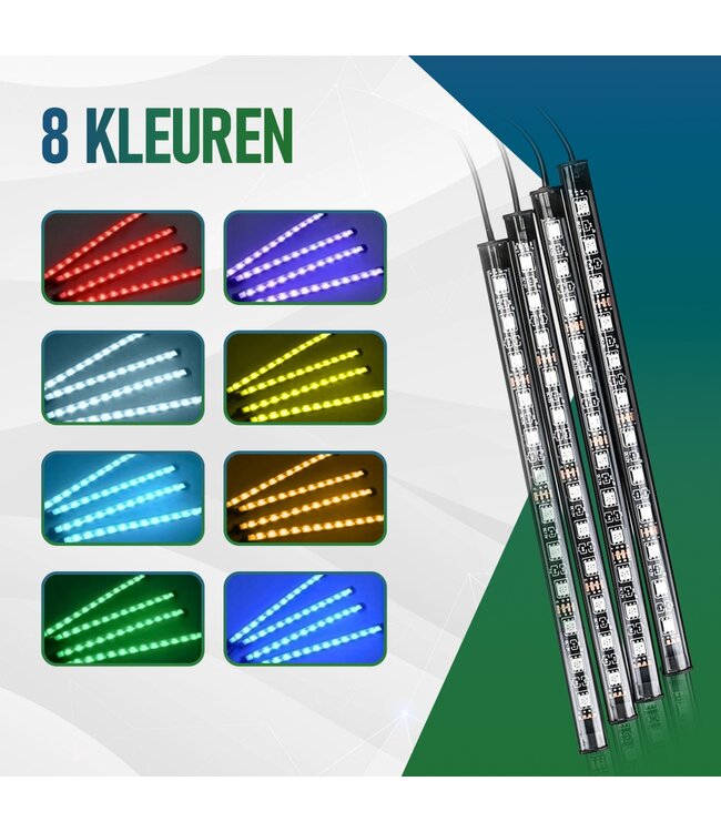 XEOD Sfeerverlichting LED strip's met USB aansluiting - 12V/5V - Interieur verlichting - Ambient light - Auto - Vrachtwagen - Bestelauto - Accessoires - 4 LED Strips  - Afstandsbediening