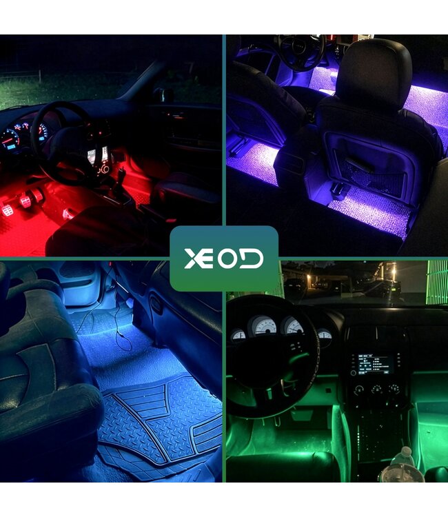 XEOD Sfeerverlichting LED strip's met USB aansluiting - 12V/5V - Interieur verlichting - Ambient light - Auto - Vrachtwagen - Bestelauto - Accessoires - 4 LED Strips  - Afstandsbediening
