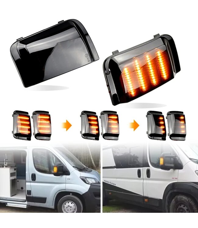 XEOD Dynamische LED richtingaanwijzer geschikt voor Fiat Ducato - Citroen Jumper - Peugeot Boxter - Canbus - Spiegel knipperlicht - Buitenspiegel - Set van 2