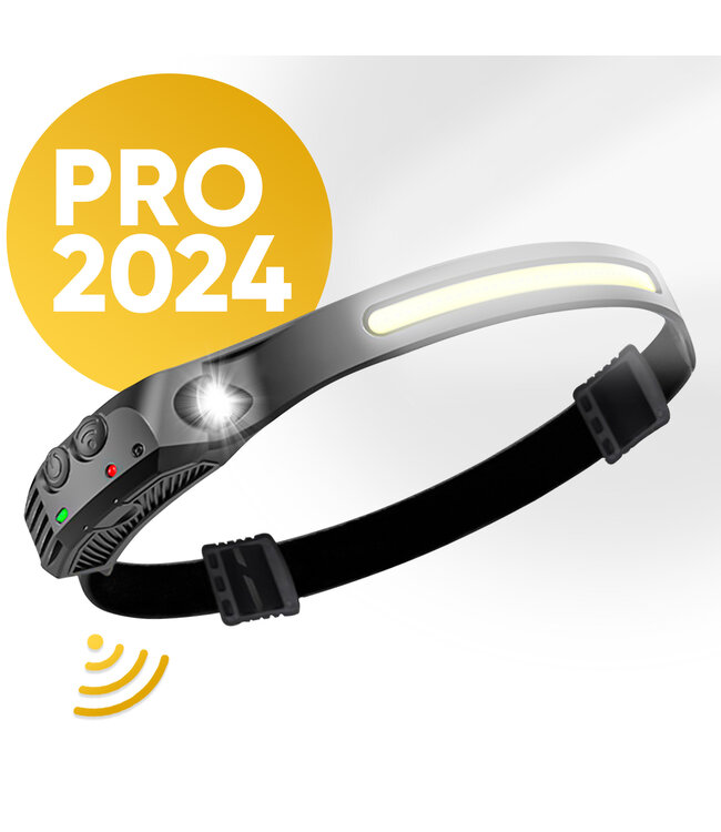 PROKING COB LED Hoofdlamp – Wit licht - Oplaadbaar – Hoofdlampje – IP44 Waterdicht – Zwart - Noodpakket - 600 Lumen