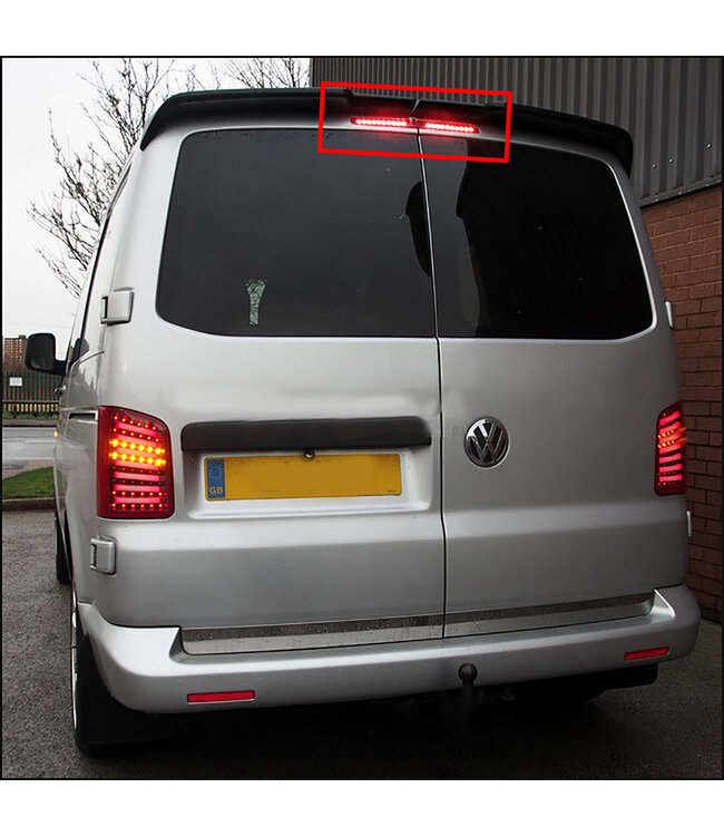 XEOD LED derde remlicht unit Geschikt voor Transporter T5 - T6 - T6.1 - Rood - Volledig LED - Plug en play - Canbus - Achterdeuren - 2 Stuks