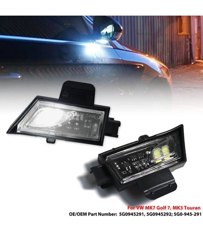 XEOD LED spiegel verlichting - 6000K - Instapverlichting - Plug en play - Geschikt voor Volkswagen Golf 7 - Touran MK3 5T - Canbus - 2 stuks