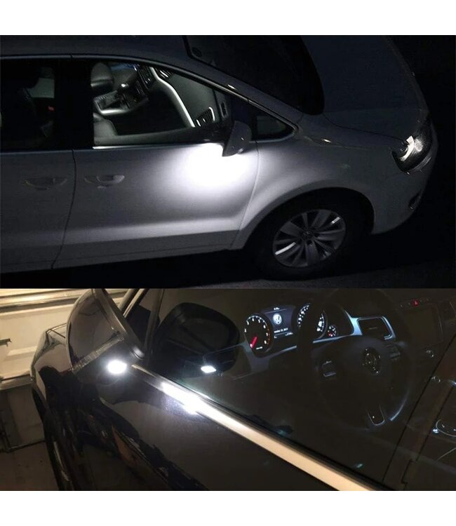 XEOD LED spiegel verlichting - 6000K - Instapverlichting - Plug en play - Geschikt voor Volkswagen Golf 7 - Touran MK3 5T - Canbus - 2 stuks