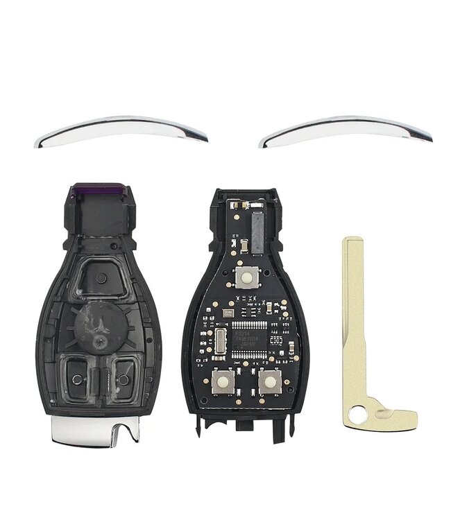 XEOD 2 knops sleutel geschikt voor Mercedes - 433MHZ - HU64 - NEC - Complete sleutel - Met electronica  - 1 stuks