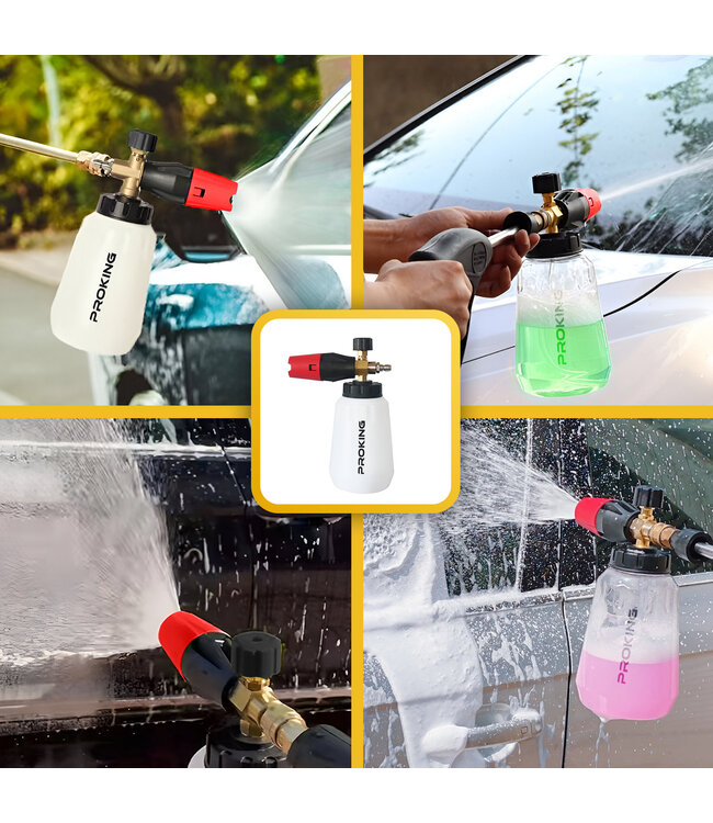 PROKING Snow Foam Cannon - 1/4" quick release - Auto schuim sproeier - Car detailing - Hoogwaardige foam sprayer voor diepe reiniging - Werkt op short gun