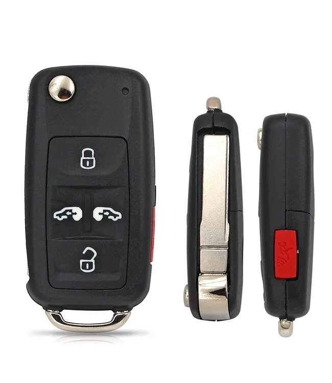 XEOD 5 knops auto sleutel geschikt voor Volkswagen Sharan - Transporter - Seat Alhambra - ID48 - 433MHZ - HU66 - Complete sleutel - Met electronica - Met afstandsbediening - 1 stuks
