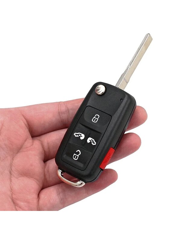 XEOD 5 knops auto sleutel geschikt voor Volkswagen Sharan - Transporter - Seat Alhambra - ID48 - 433MHZ - HU66 - Complete sleutel - Met electronica - Met afstandsbediening - 1 stuks
