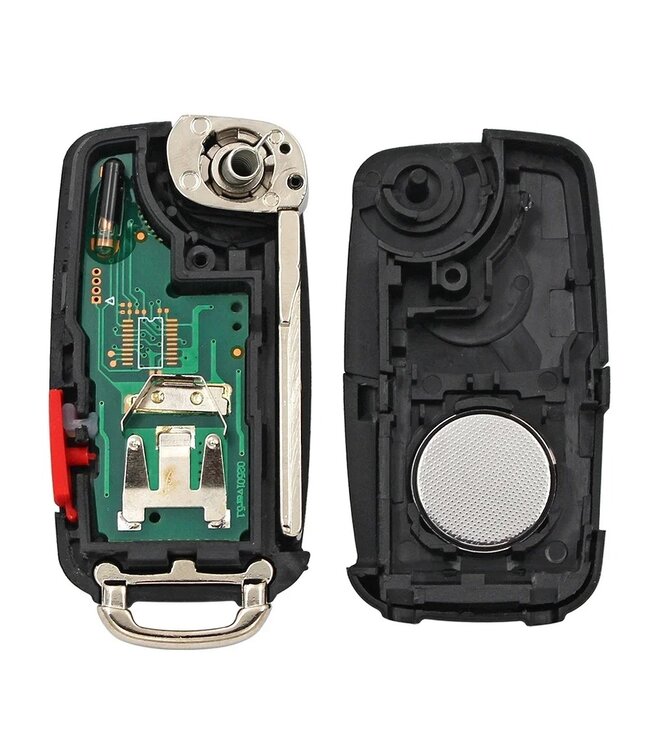 XEOD 5 knops auto sleutel geschikt voor Volkswagen Sharan - Transporter - Seat Alhambra - ID48 - 433MHZ - HU66 - Complete sleutel - Met electronica - Met afstandsbediening - 1 stuks