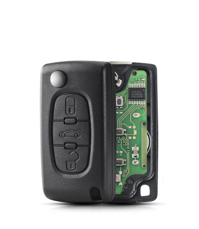 XEOD 3 knops klapsleutel geschikt voor Citroen & Peugeot  - ID46 - 433MHZ - FSK - VA2 - Complete sleutel - Kofferbak - Kofferklep - Met electronica - 1 stuks