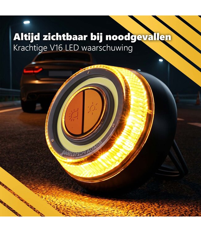 PROKING V16 alarmlicht Spanje – Magnetisch LED zwaailicht – Verplicht vanaf 2026 – Gevarendriehoek vervanger – Noodlamp auto