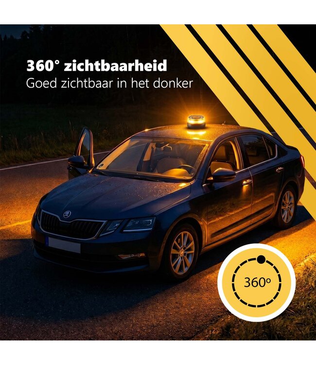 PROKING V16 alarmlicht Spanje – Magnetisch LED zwaailicht – Verplicht vanaf 2026 – Gevarendriehoek vervanger – Noodlamp auto