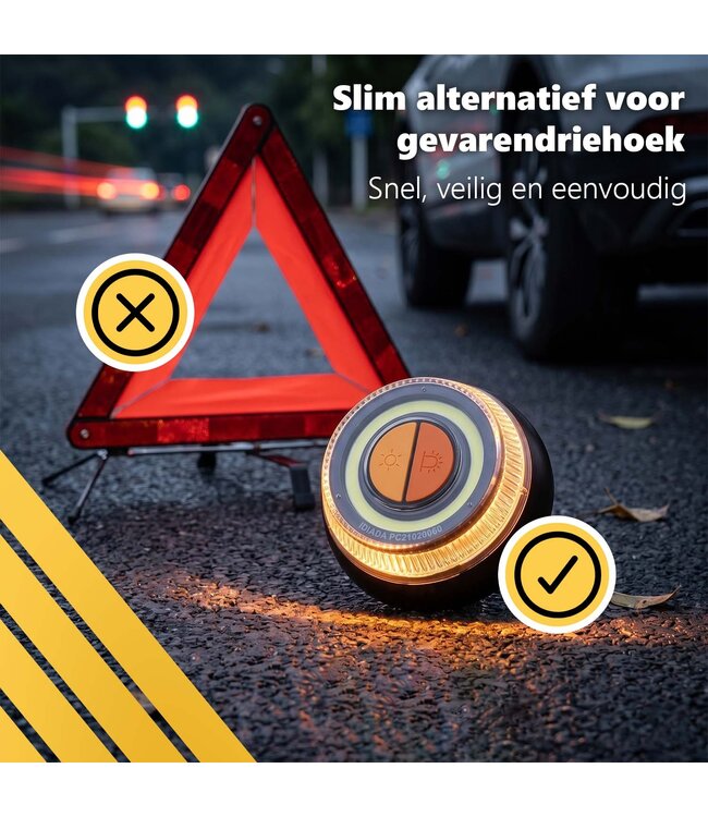 PROKING V16 alarmlicht Spanje – Magnetisch LED zwaailicht – Verplicht vanaf 2026 – Gevarendriehoek vervanger – Noodlamp auto