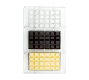 Decora Chocoladevorm polycarbonaat 3 repen 100g Decora Chocoladevorm polycarbonaat 3 repen 100g