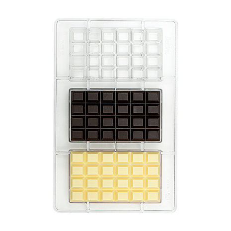 Decora Professionele polycarbonaat chocoladevorm voor reep 100 g, 3 holtes
