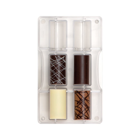 Decora Professional polycarbonate chocolate mold for large cylinders, 6 cavities Decora Professional polycarbonate chocolate mold for large cylinders, 6 cavities