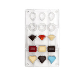 Decora Polycarbonaat chocoladevorm, edelstenen, 15 holtes Decora Polycarbonaat chocoladevorm, edelstenen, 15 holtes