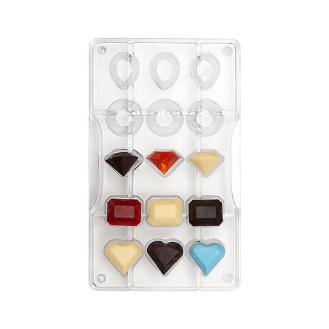 Decora Professionele polycarbonaat chocoladevorm voor edelstenen, 15 holtes