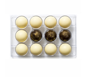 Decora Polycarbonaat chocoladevorm, halve bollen 50 mm, 12 holtes