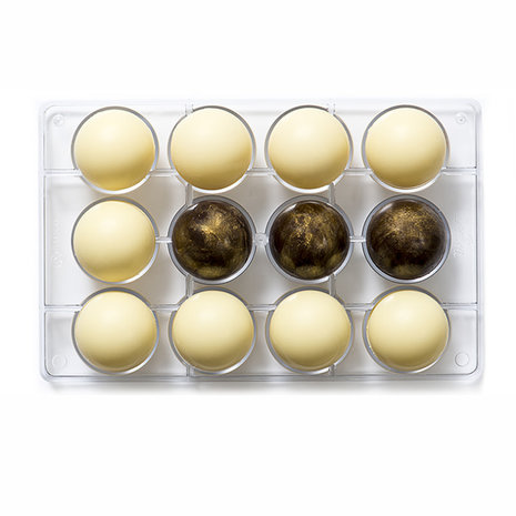 Decora Professionele polycarbonaat chocoladevorm voor halve bollen 50 mm, 12 holtes